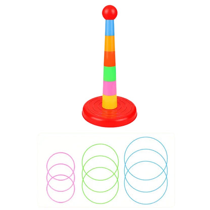 Fun and colorful ring toss tower, ideal for developing coordination and motor skills in children