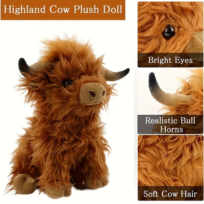 10.62 inches Light Brown Highland Cow Plush Toy