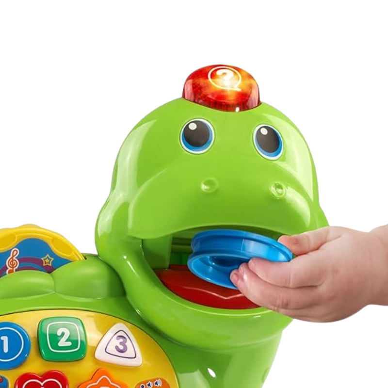 Musical Dino toy with 130+ songs and phrases for interactive learning fun.